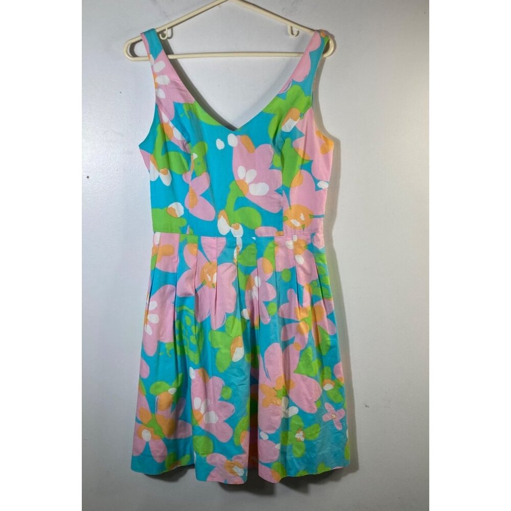 Womens Lilly Pulitzer Lexington Shorely Blue Mojo Floral Dress 6 Pink Blue Green